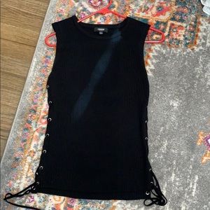 Premise Studio Black Lace Up Side Top